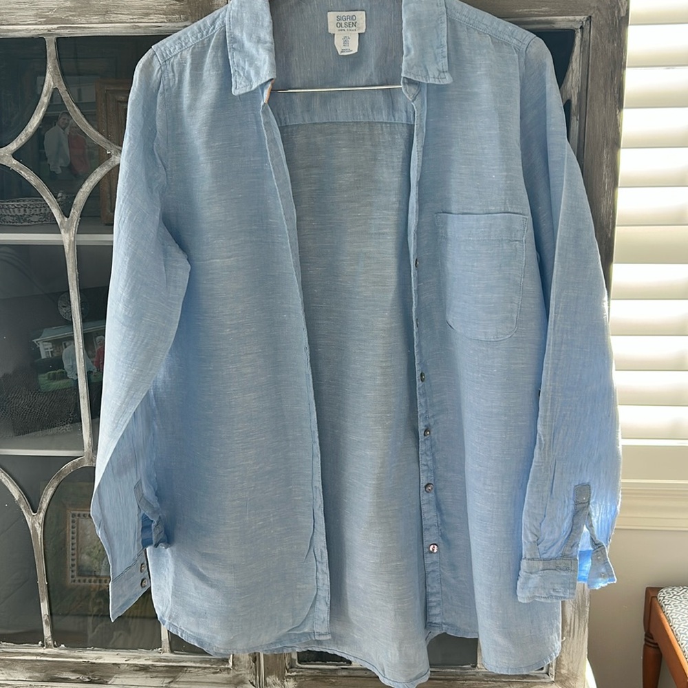 Quality  100% Linen Shirt by Sigrid Olsen, Size Large